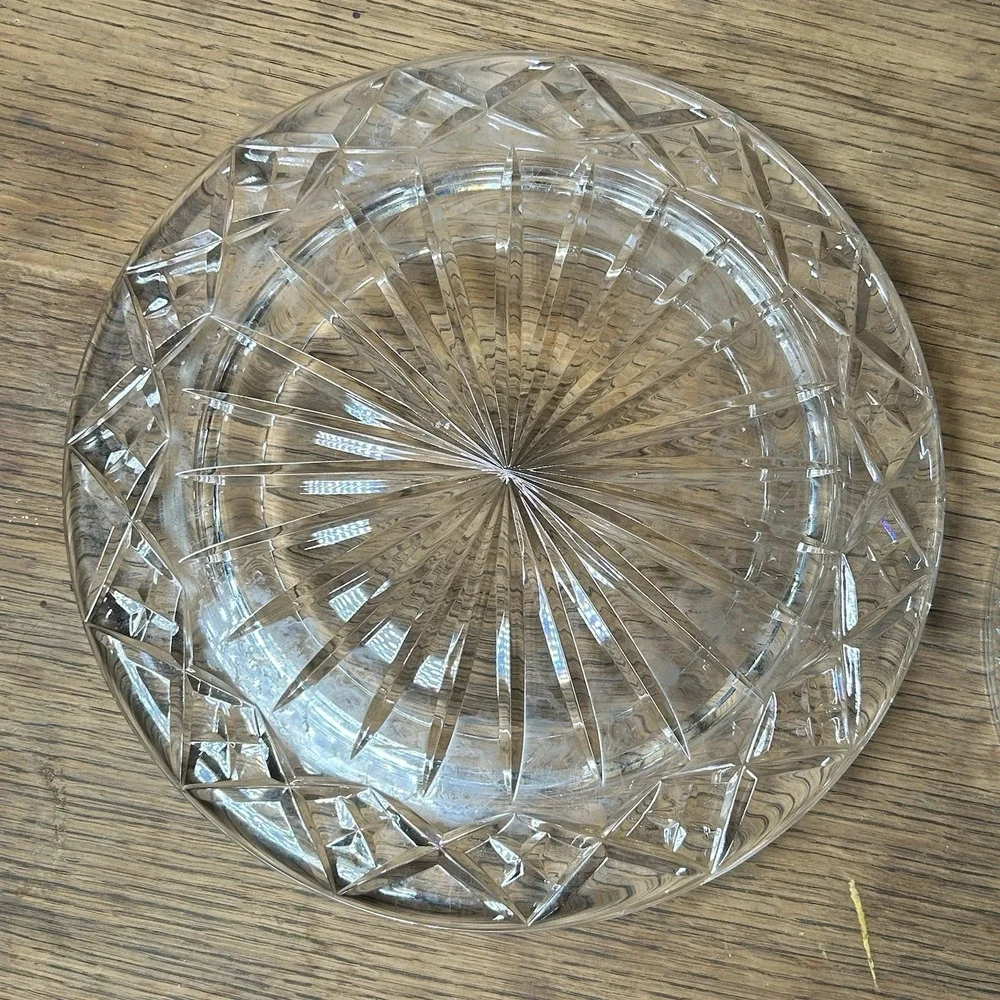 Vintage Crystal Cheese Dome Butter Dome Cake Dish‎ Plate Glass Heavy